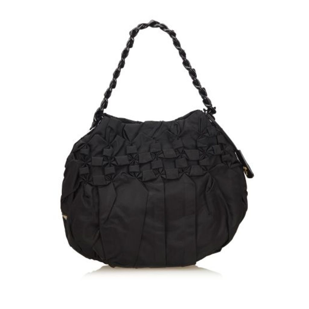 Prada Black Gathered Nylon Chain Shoulder Bag