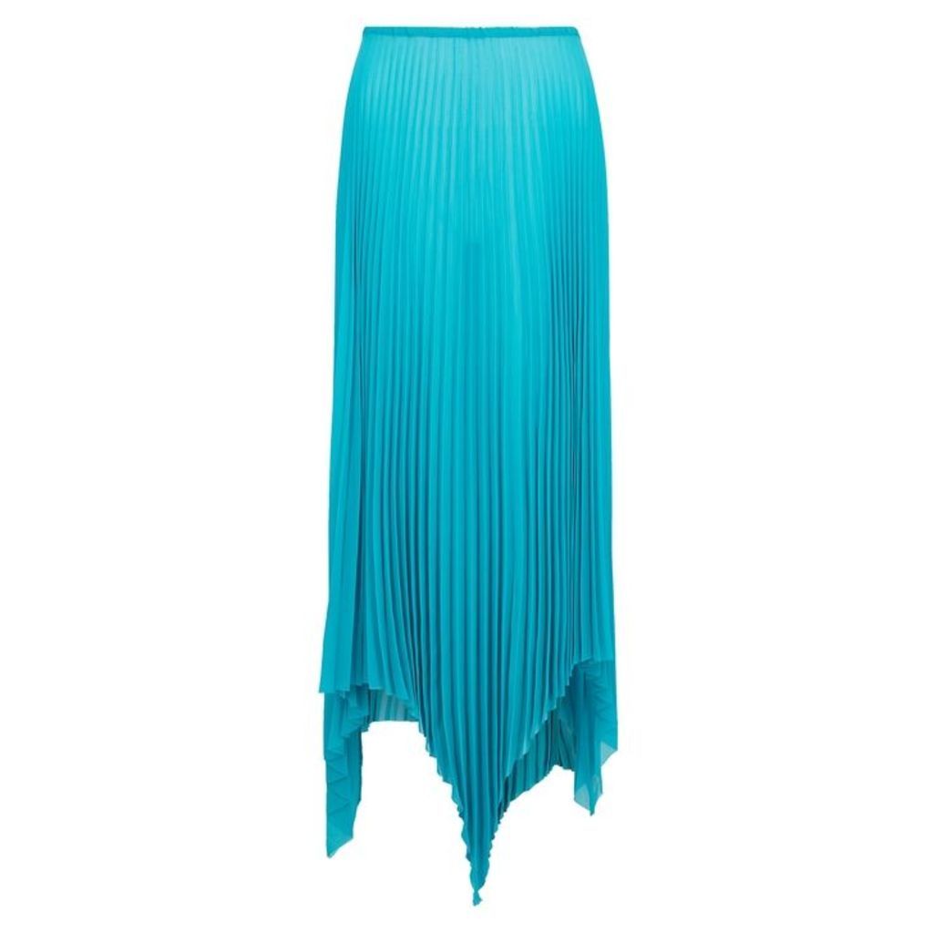 MARQUES' ALMEIDA Turquoise Pleated Georgette Midi Skirt