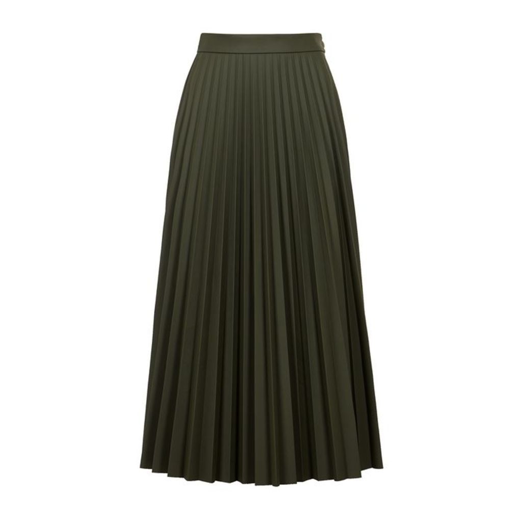 MM6 By Maison Margiela Army Green Faux Leather Midi Skirt
