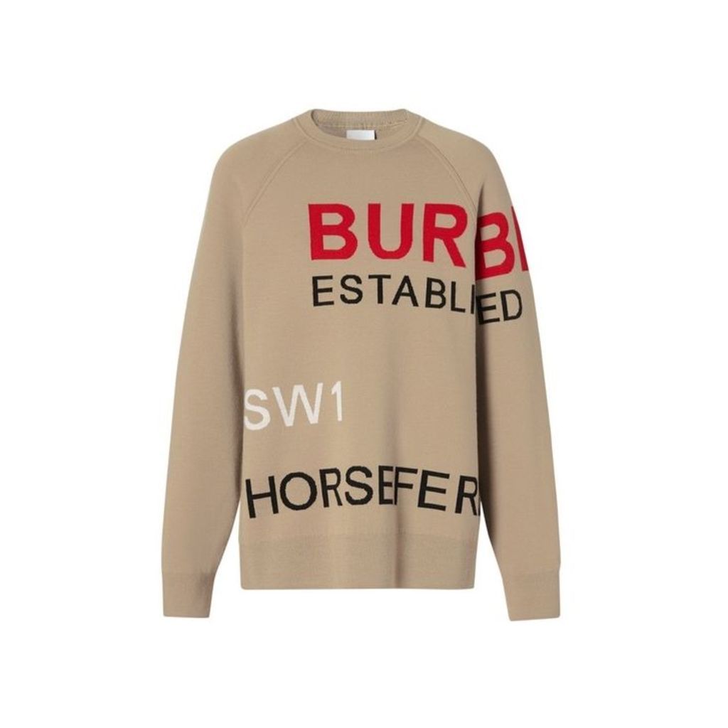Burberry Horseferry Intarsia Merino Wool Blend Sweater