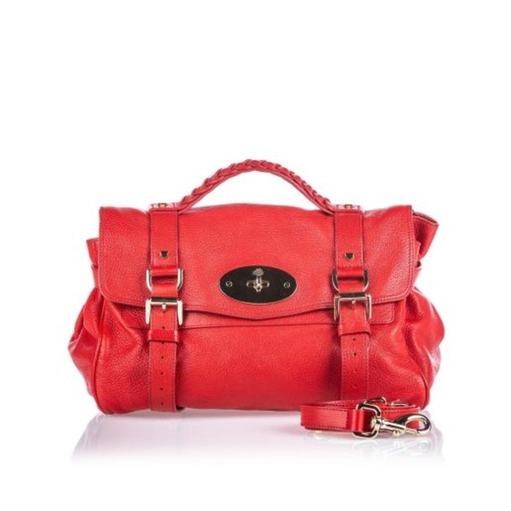 Mulberry Red Pebbled Leather Alexa Satchel