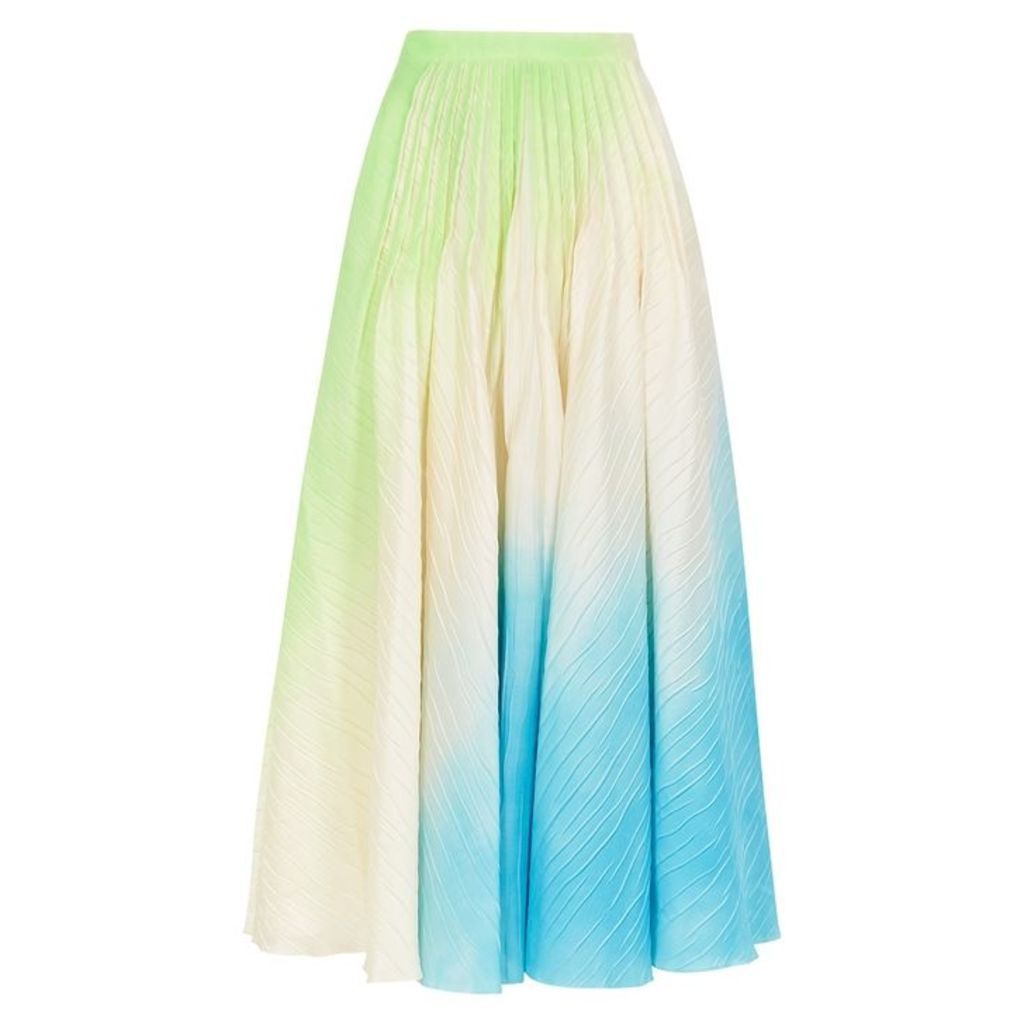 Roksanda Ambra Paint-effect Satin Midi Skirt