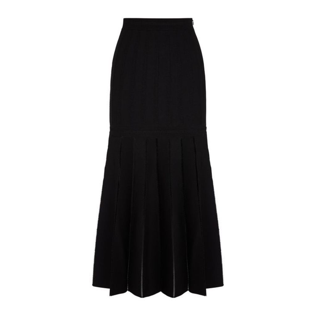 Alexander McQueen Black Stretch-knit Midi Skirt