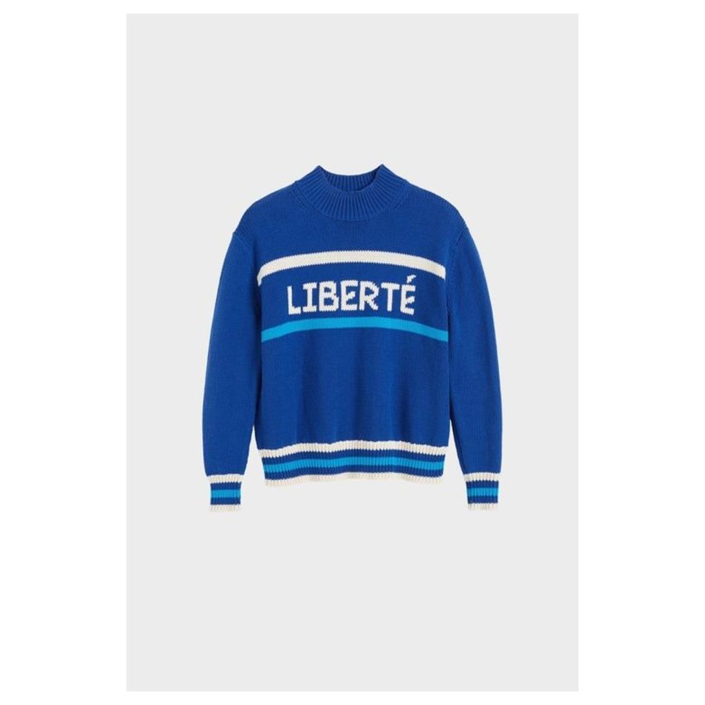 Chinti & Parker Blue Liberte Chunky Polo Neck Sweater
