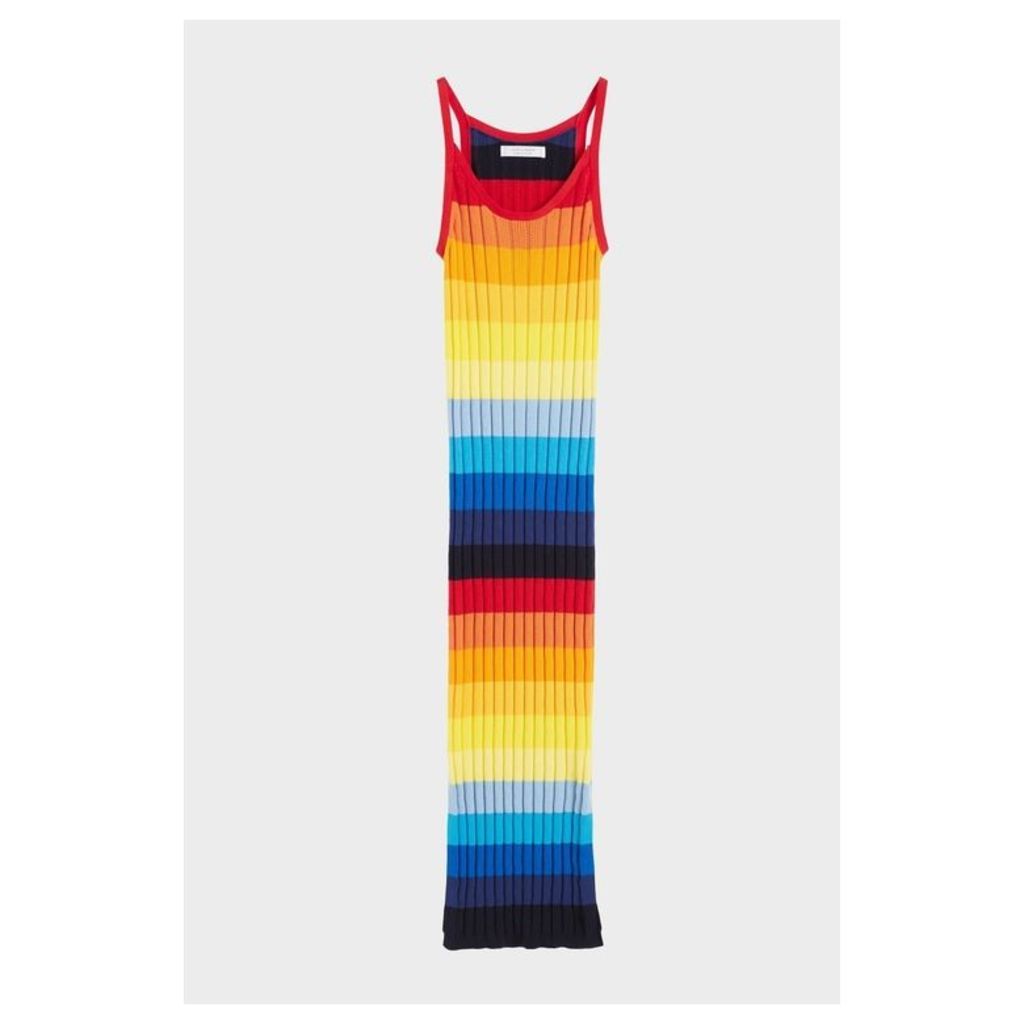 Chinti & Parker Rainbow Ombre Sunset Pointelle Maxi Dress