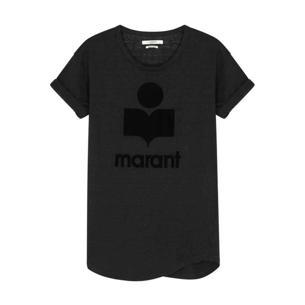 Isabel Marant Étoile Koldi Logo Slubbed Linen T-shirt