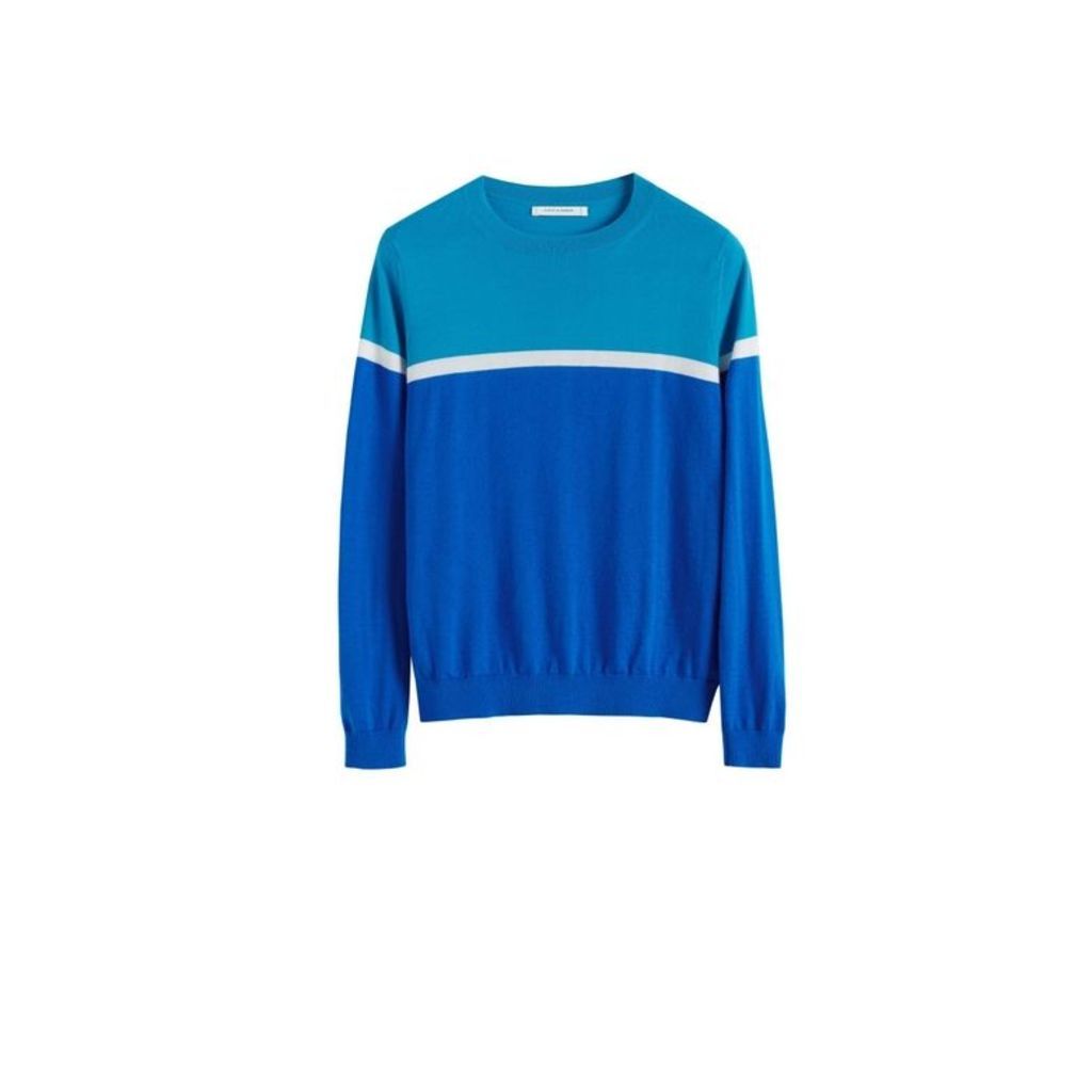 Chinti & Parker Blue Colour Block Cashmere Sweater