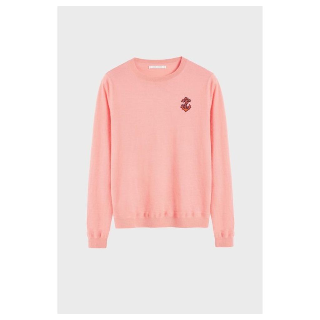 Chinti & Parker Pink Anchor Badge Cashmere Sweater