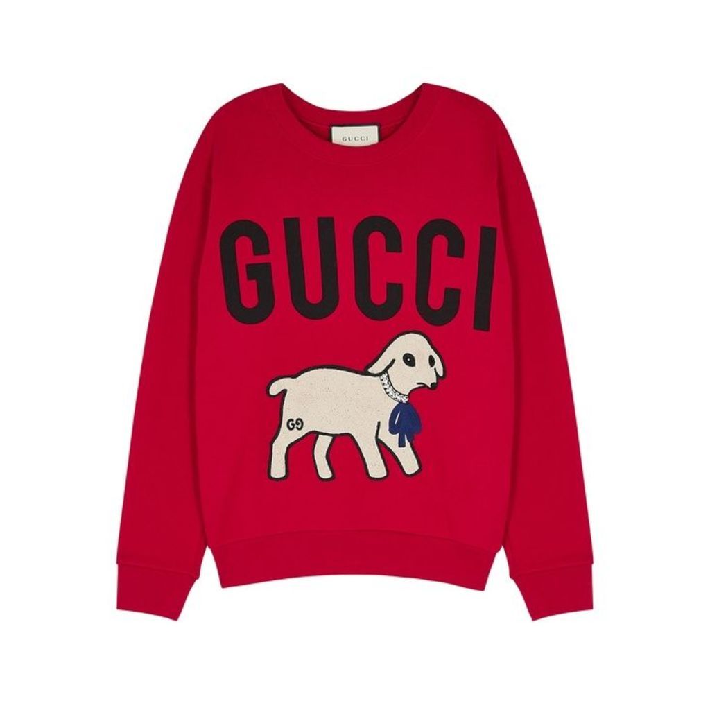 Gucci Red Embroidered Cotton Sweatshirt