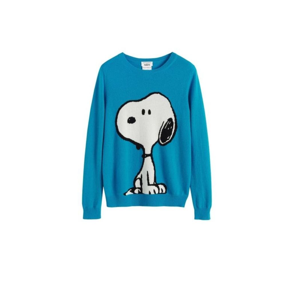Chinti & Parker Turquoise Classic Snoopy Wool-cashmere Sweater