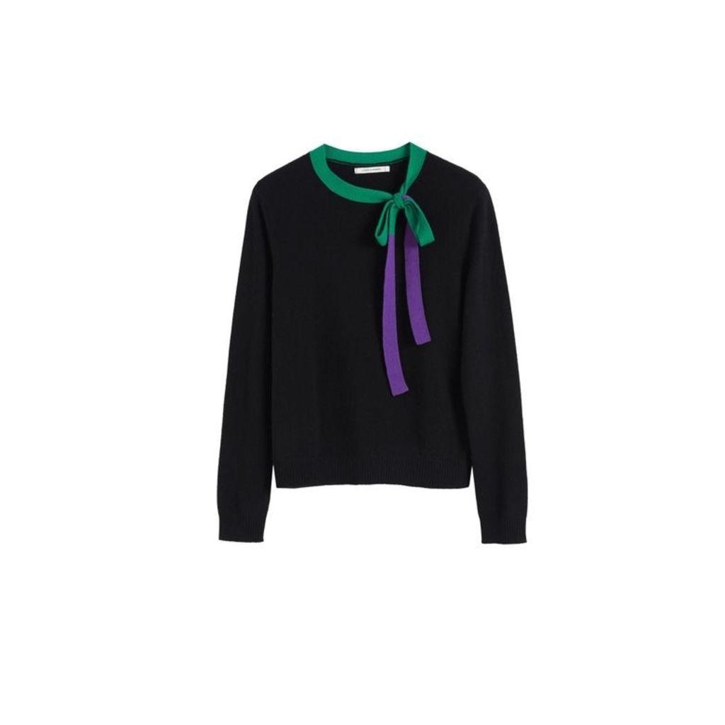 Chinti & Parker Black Tie Neck Cashmere-wool Sweater