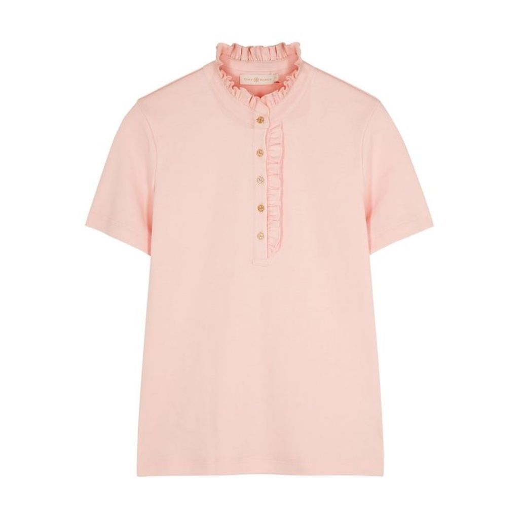 Tory Burch Deneuve Pink Cotton-blend Polo Shirt