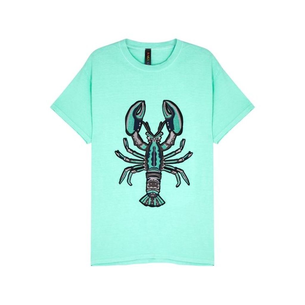 RAGYARD Mint Lobster-embroidered Cotton T-shirt