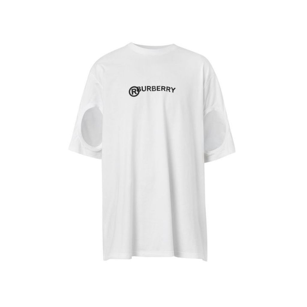 Burberry Cut-out Detail Logo Print Cotton T-shirt