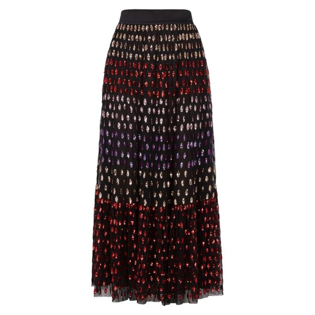 Temperley Wendy Sequin-embellished Tulle Midi Skirt