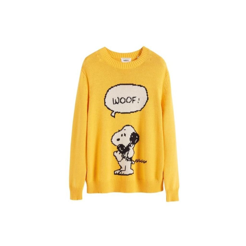 Chinti & Parker Yellow Snoopy Woof Cotton Sweater