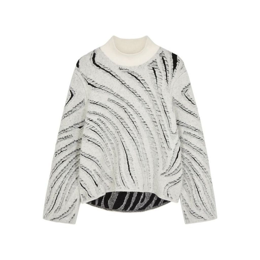 3.1 Phillip Lim Monochrome Distressed Knitted Jumper