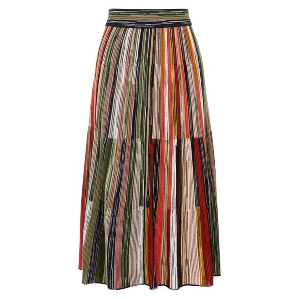 M Missoni Striped Fine-knit Wool-blend Midi Skirt