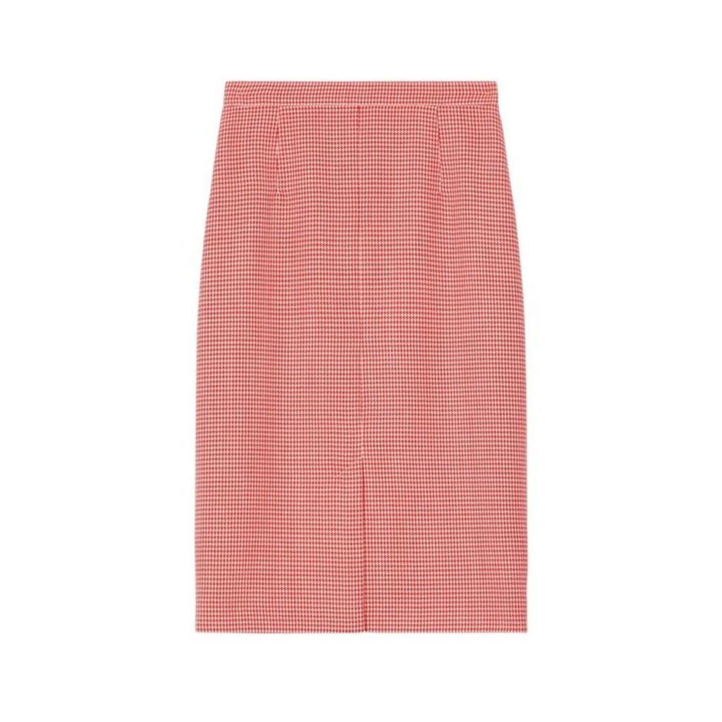 Burberry Two-tone Houndstooth Check Wool Pencil Skirt