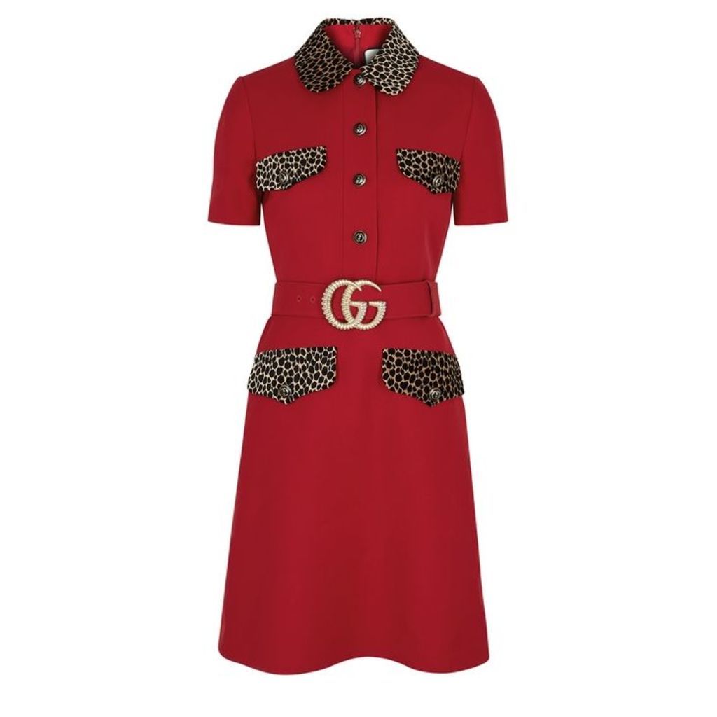 Gucci Red Wool And Silk-blend Mini Dress