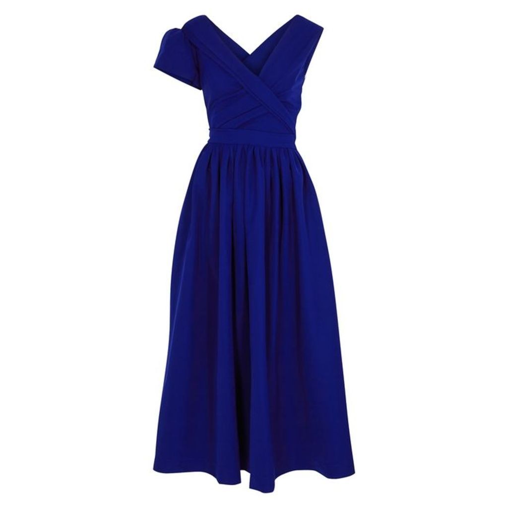 Preen By Thornton Bregazzi Liliana Royal Blue Stretch-satin Gown