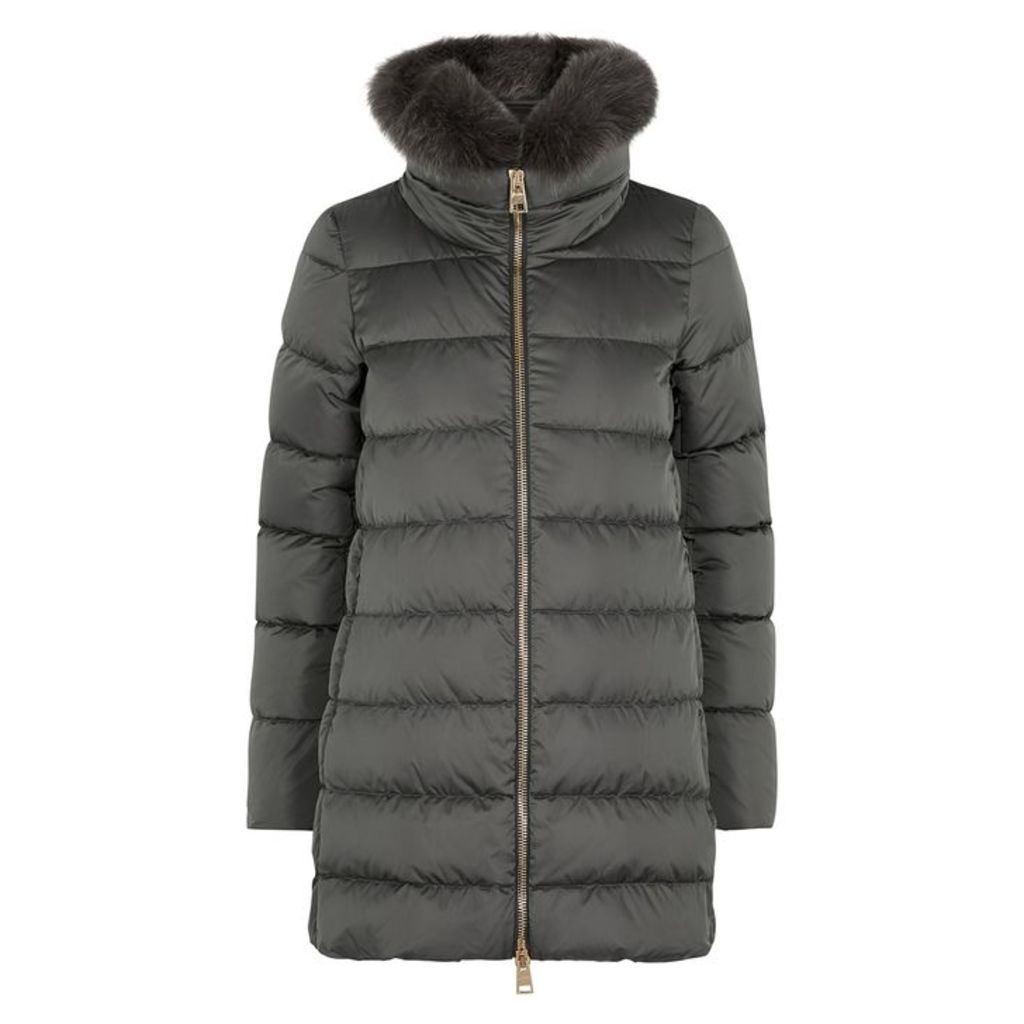 Herno Dark Grey Quilted Shell Coat