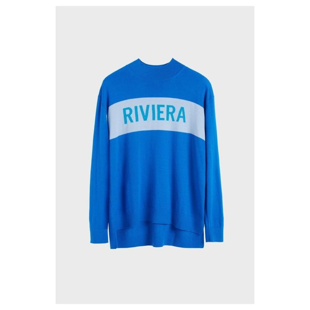 Chinti & Parker Royal-blue Riviera Cashmere Polo Neck Sweater