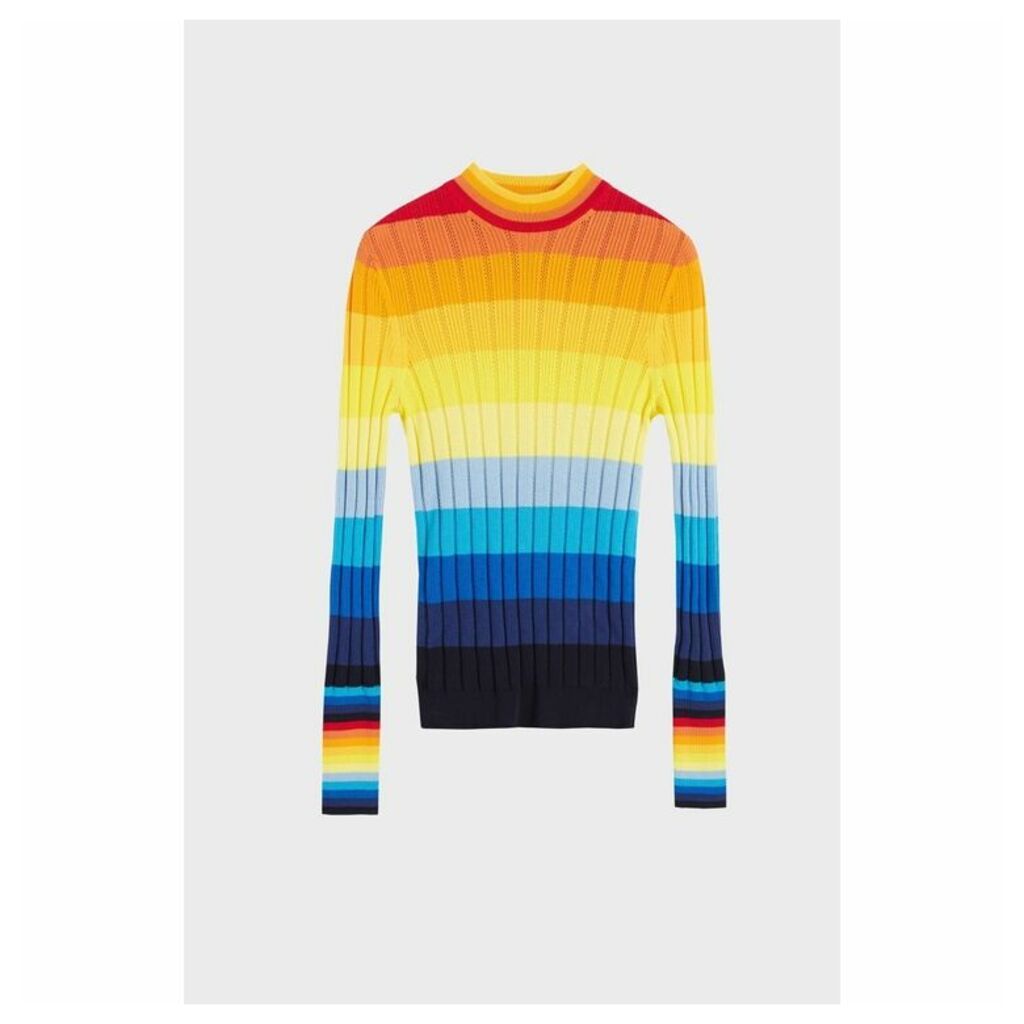 Chinti & Parker Rainbow Ombre Sunset Pointelle Sweater
