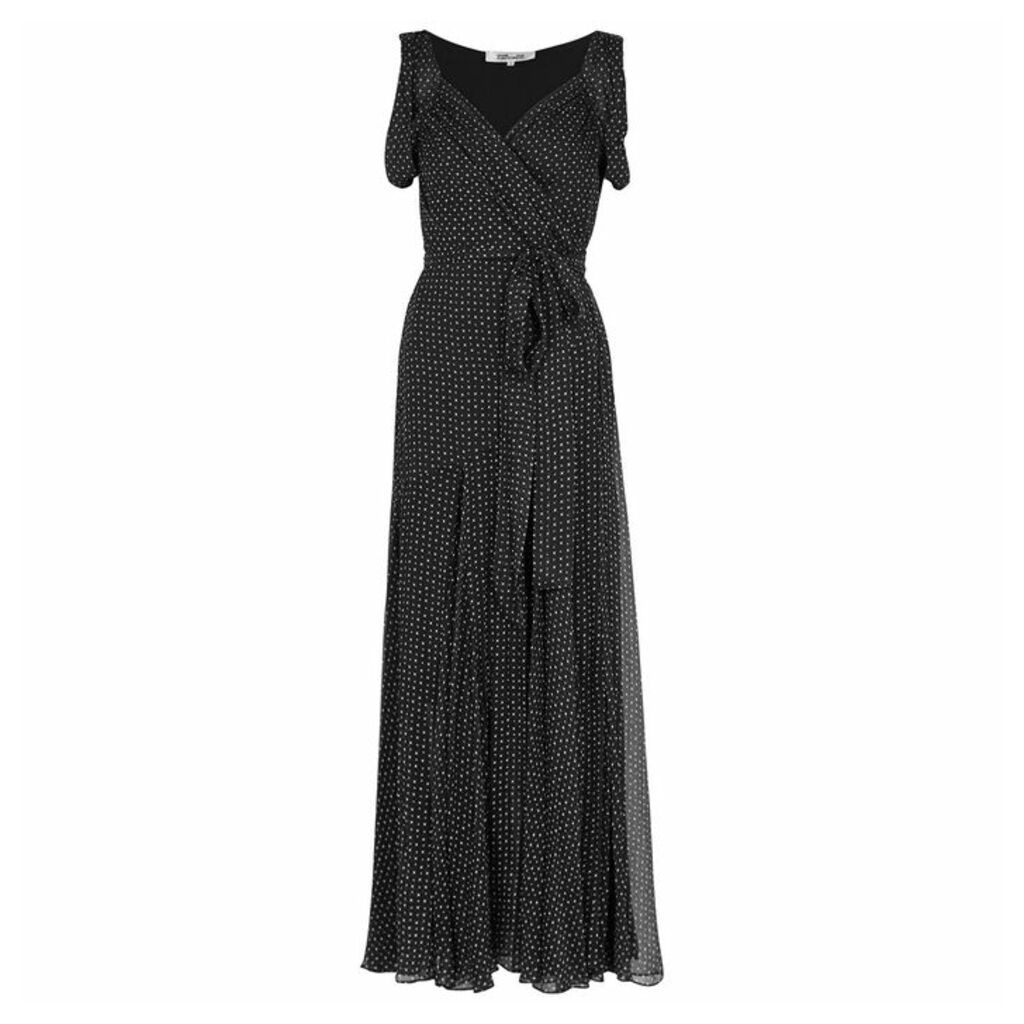 Diane Von Furstenberg Belinda Black Printed Silk-chiffon Dress