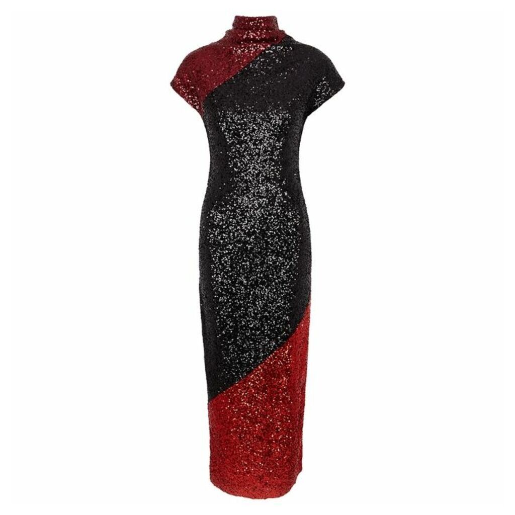 Paula Knorr Relief Colour-blocked Sequin Maxi Dress