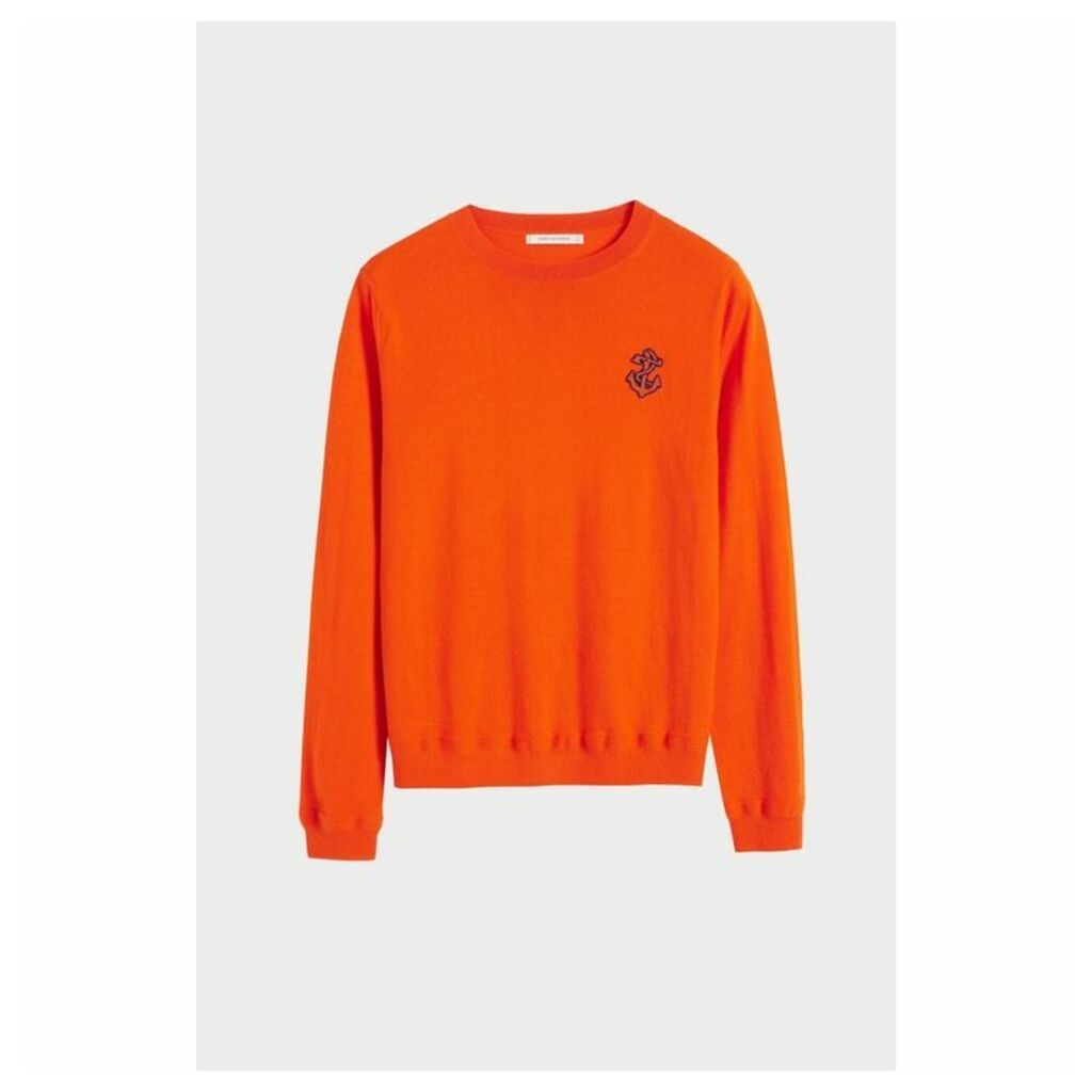 Chinti & Parker Orange Anchor Badge Cashmere Sweater