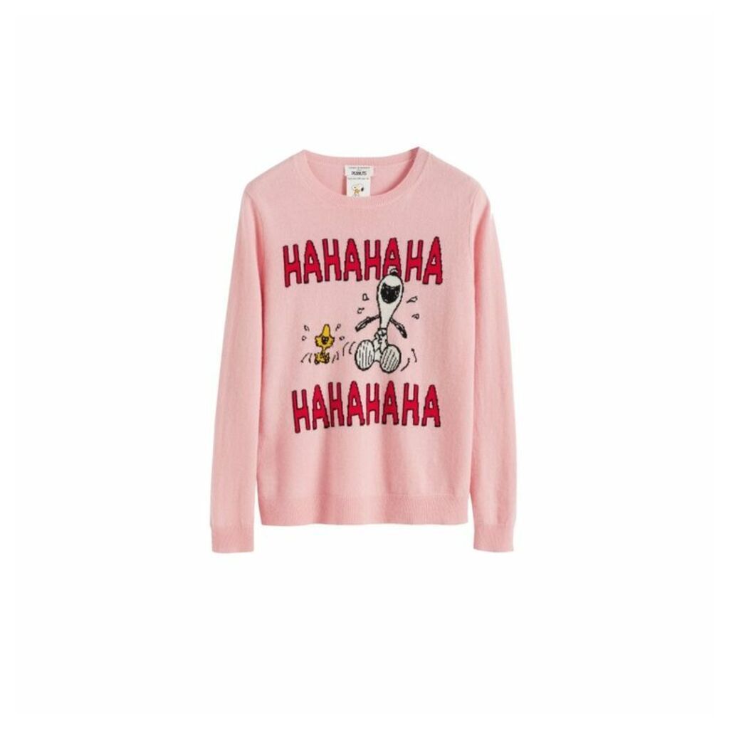 Chinti & Parker Pink Laughing Snoopy Cashmere-wool Sweater