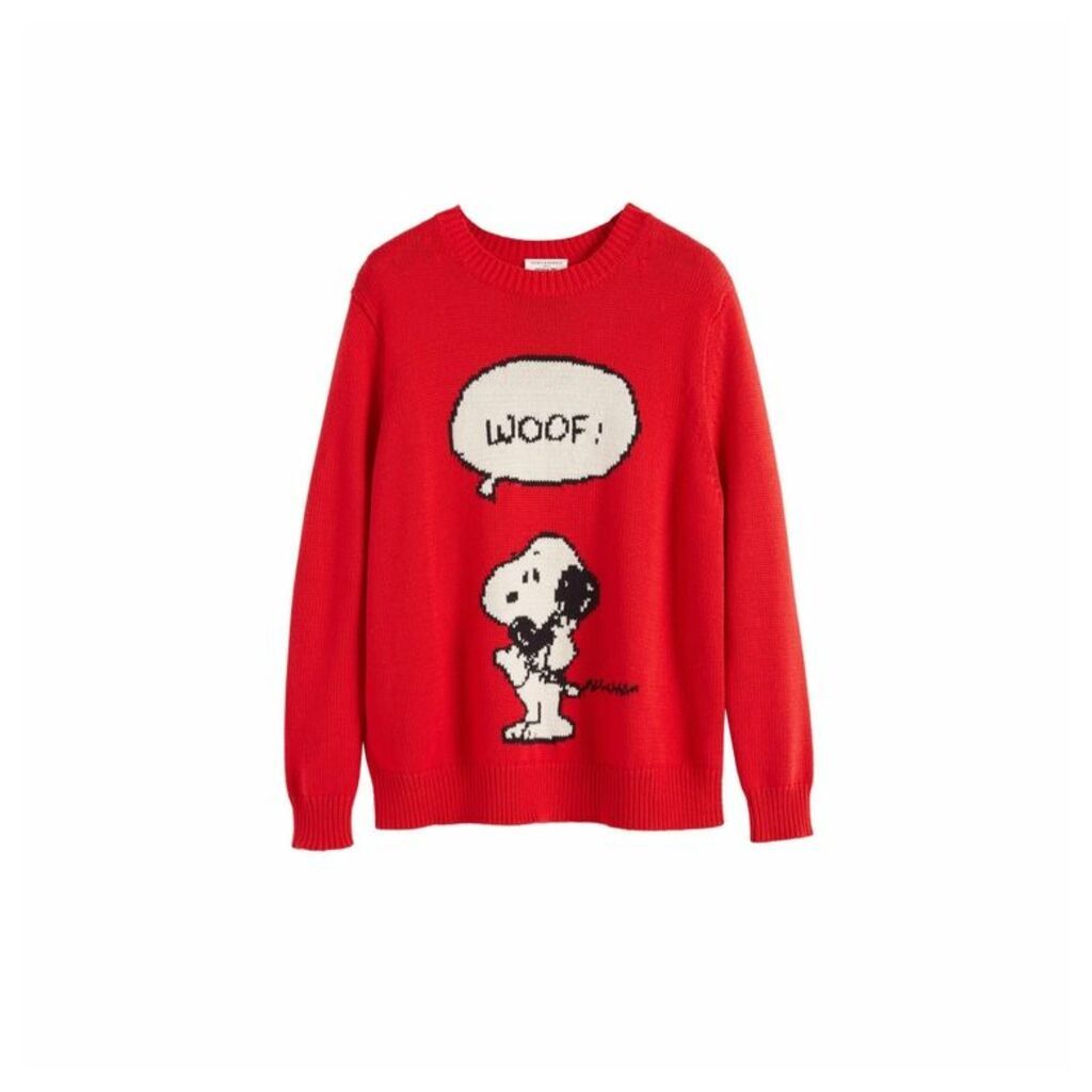 Chinti & Parker Red Snoopy Woof Cotton Sweater