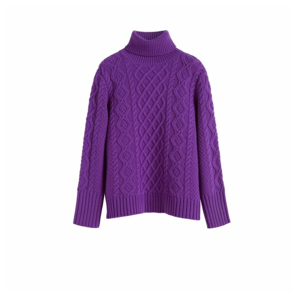 Chinti & Parker Purple Pop Aran Merino Wool Sweater