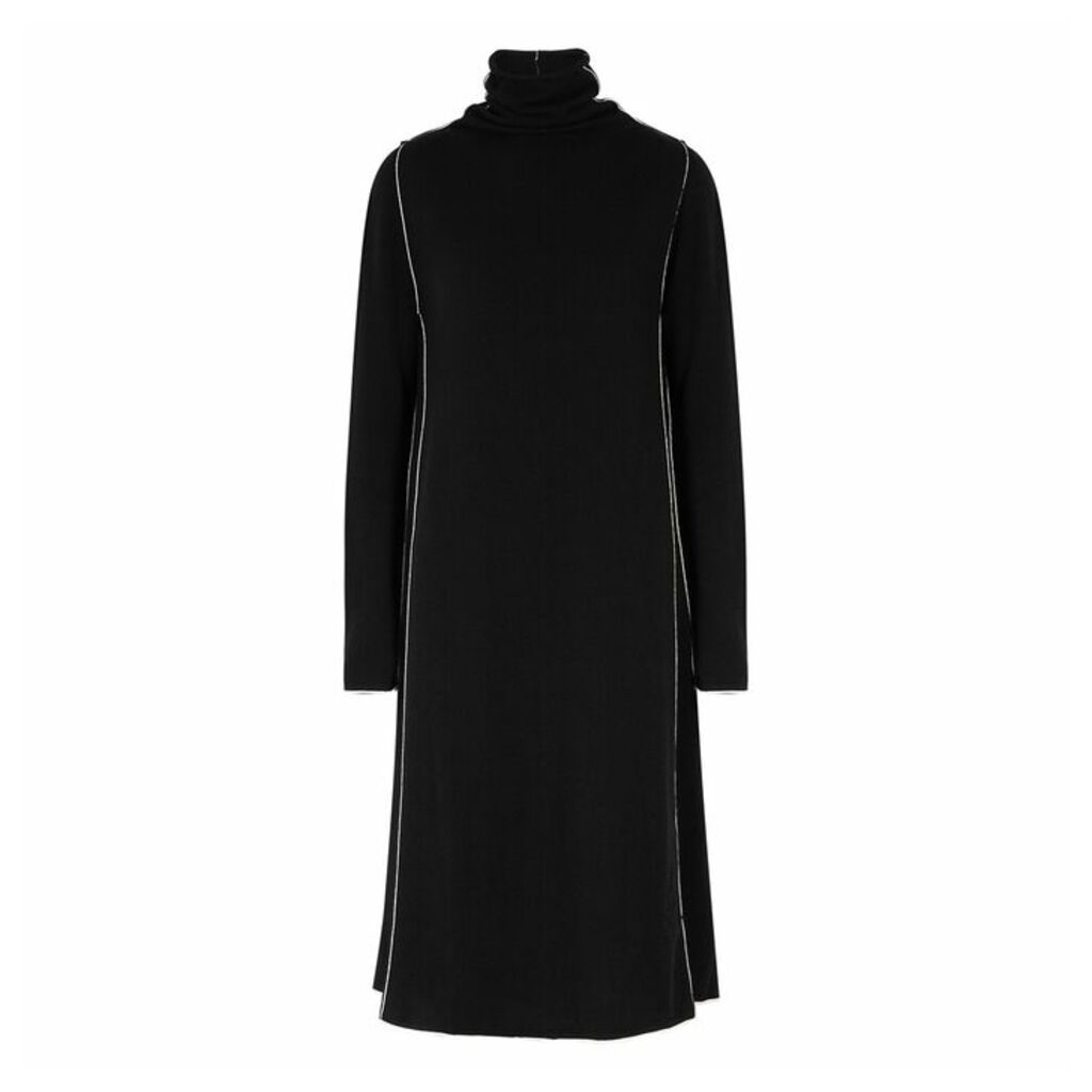 Jil Sander Black Roll-neck Cashmere-blend Midi Dress