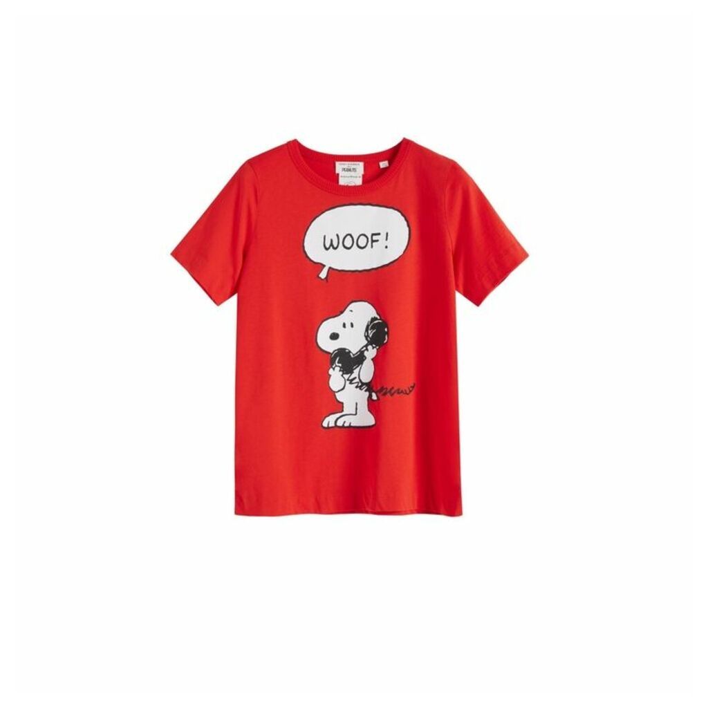 Chinti & Parker Red Snoopy Woof Cotton T-shirt