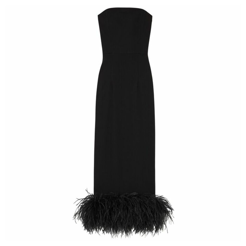 16 Arlington Minelli Black Feather-trimmed Dress