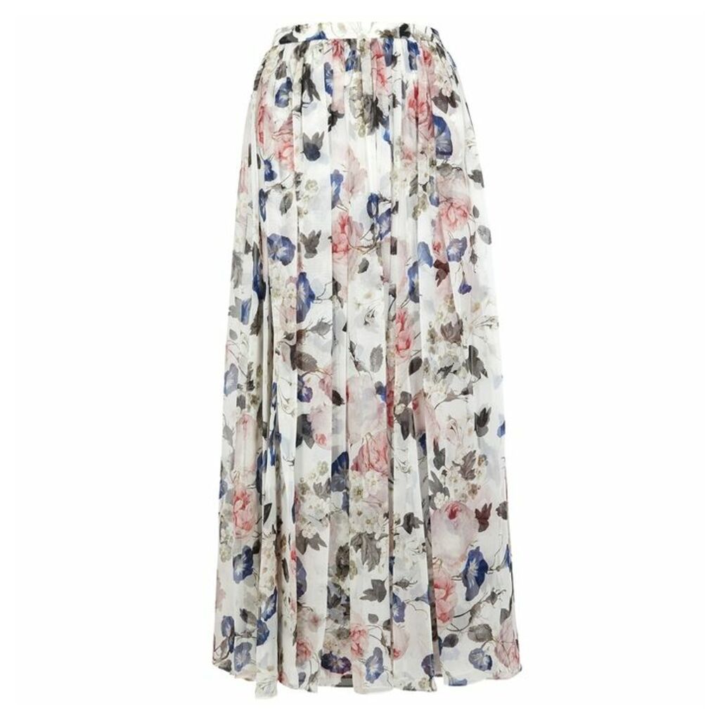 Erdem Lindie Floral-print Silk Midi Skirt