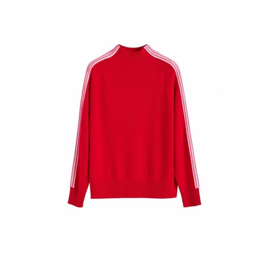 Chinti & Parker Red Ripple Wool-cashmere Turtleneck Sweater