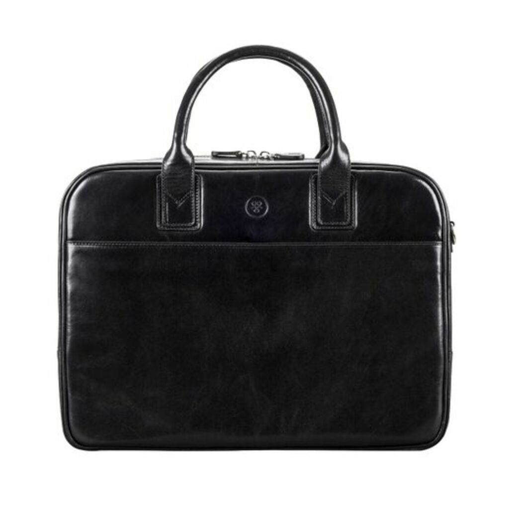 Maxwell Scott Bags Luxury Black Leather Soft Briefcase For Men