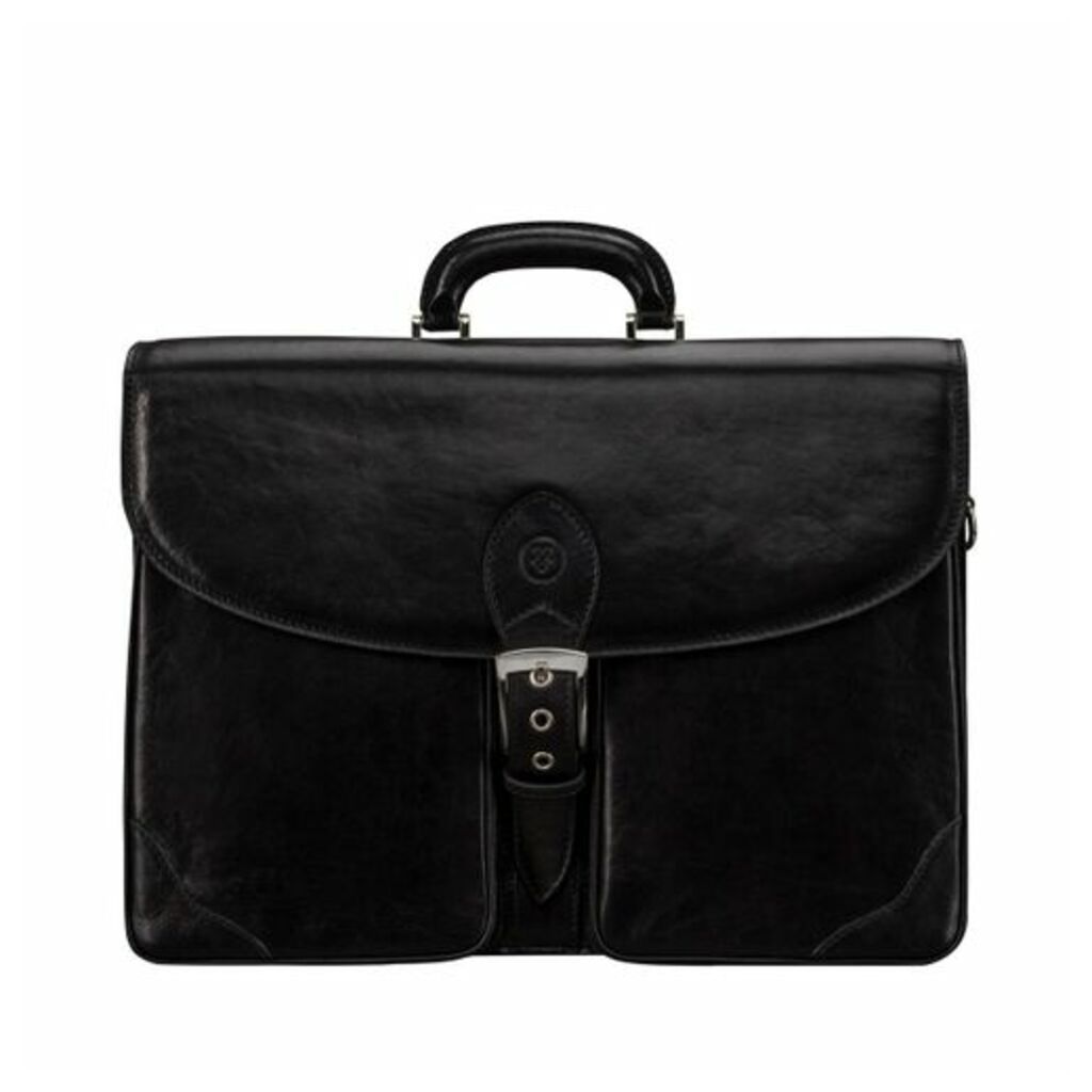 Maxwell Scott Bags Maxwell Scott Mens Handmade Leather Briefcase - Tomacelli Black