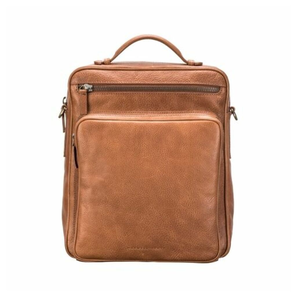 Maxwell Scott Bags Mens Large Camel Leather Backpack - Shoulder Bag