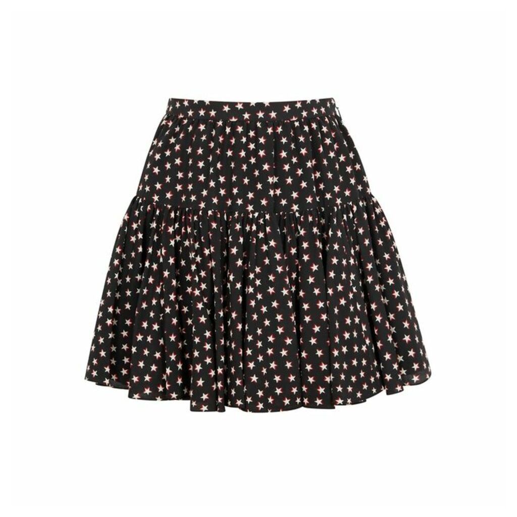 Saint Laurent Black Star-print Silk Skirt