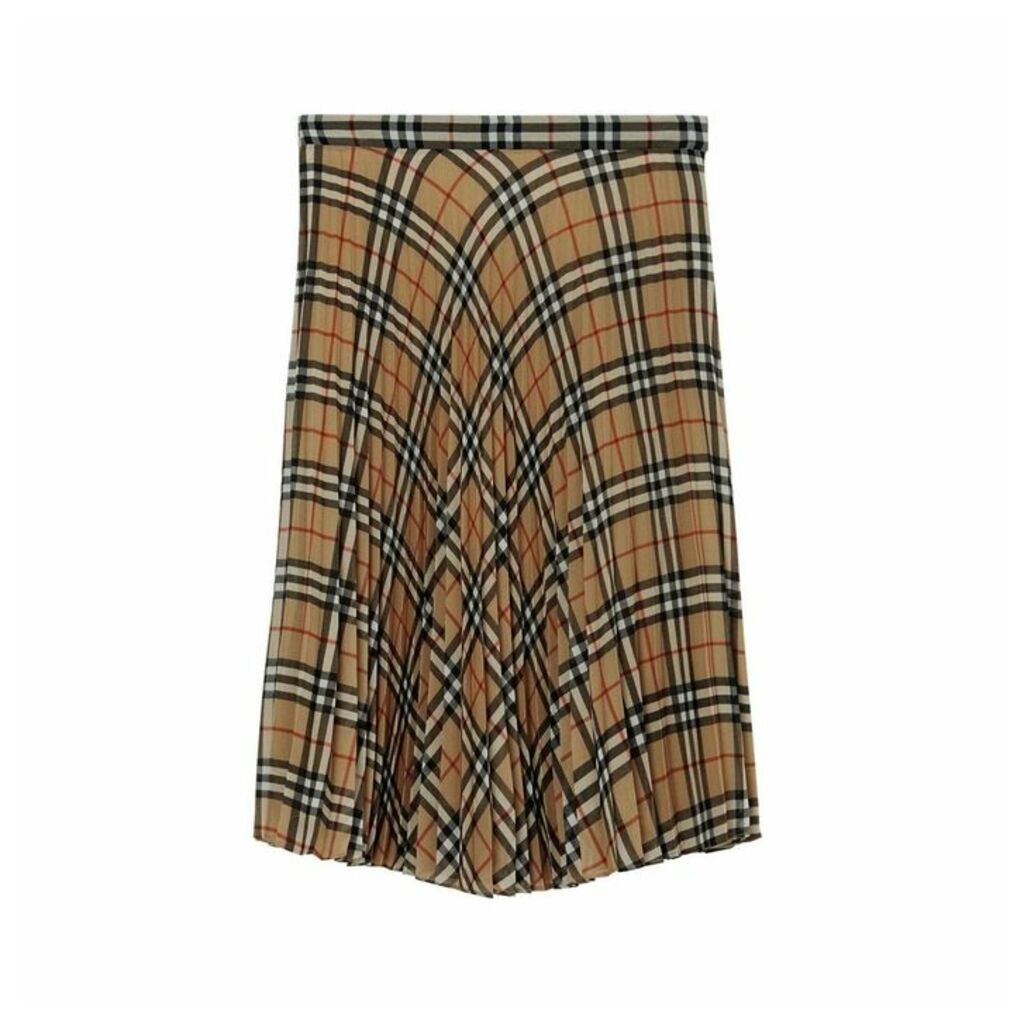 Burberry Vintage Check Chiffon Pleated Skirt