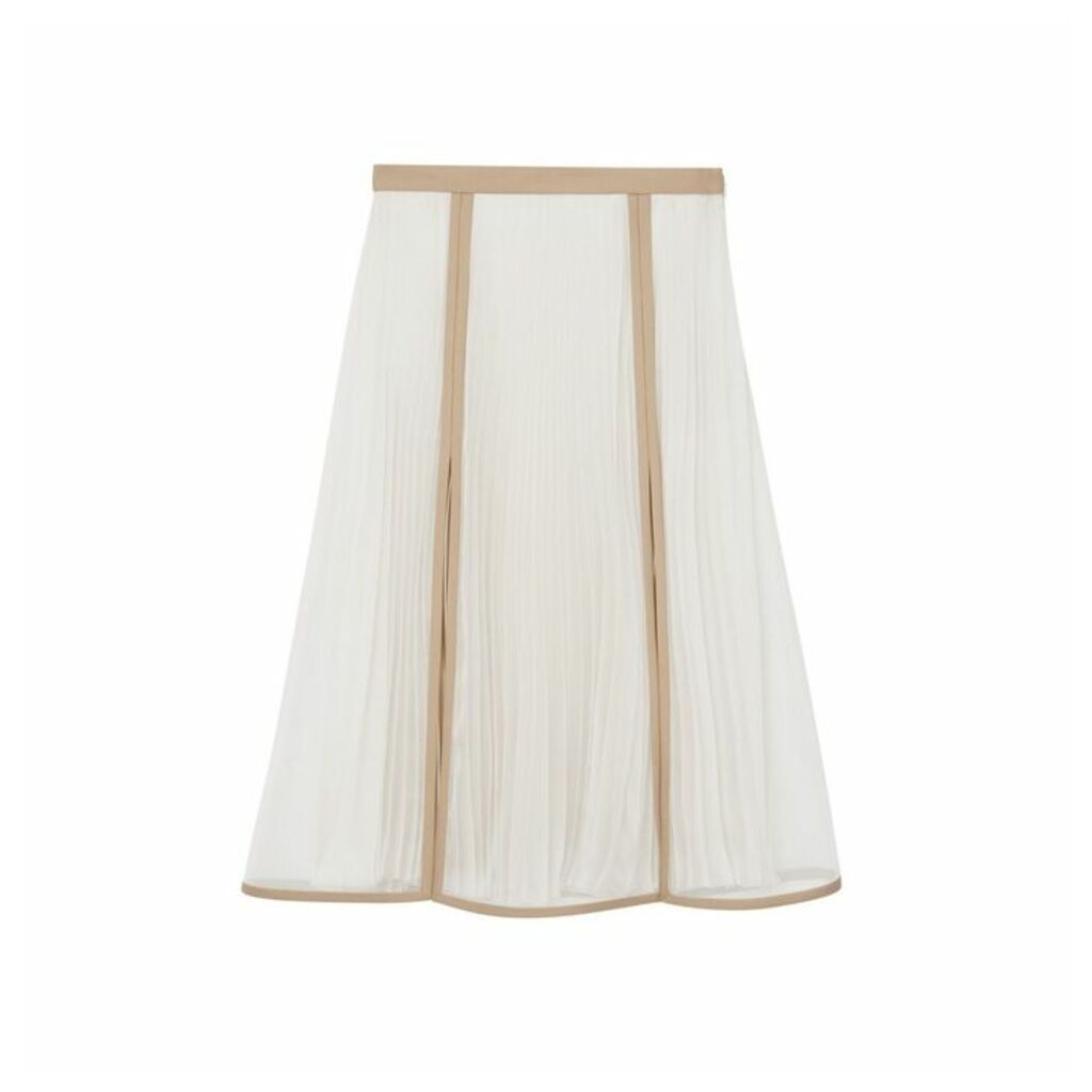 Burberry Chiffon Panel Silk Pleated Skirt