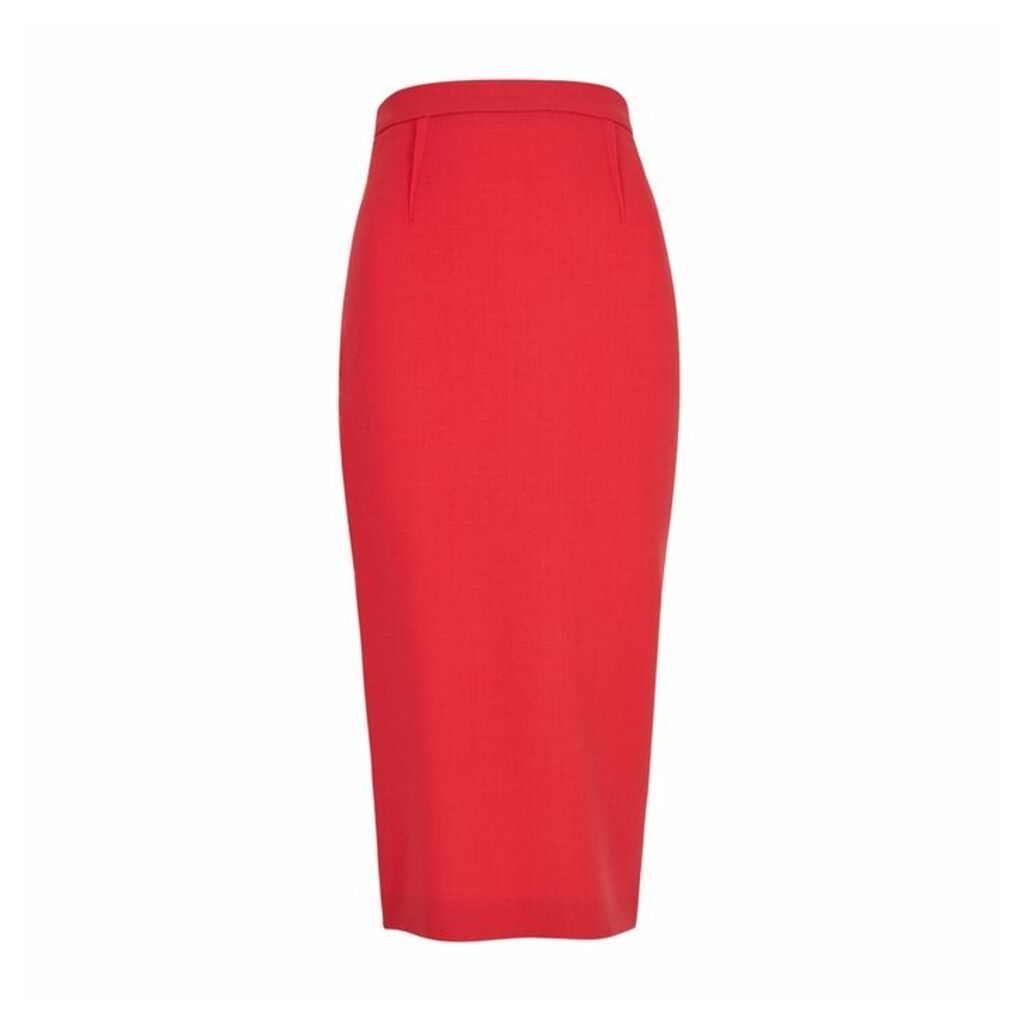 Roland Mouret Arreton Red Wool Pencil Skirt
