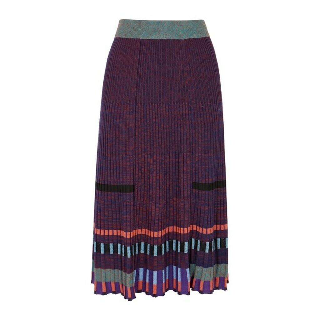 Kenzo Striped Rib-knit Midi Skirt