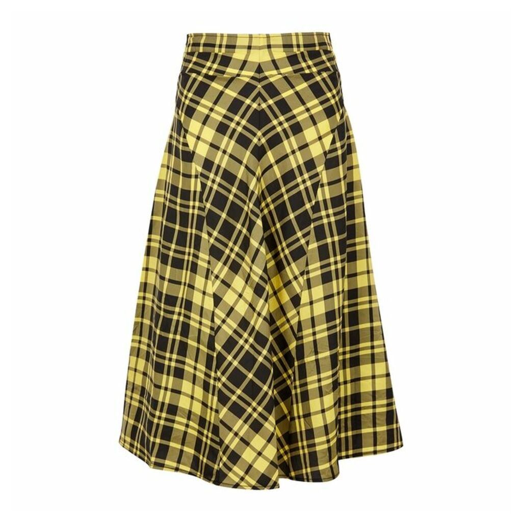 Proenza Schouler Yellow Checked Midi Skirt