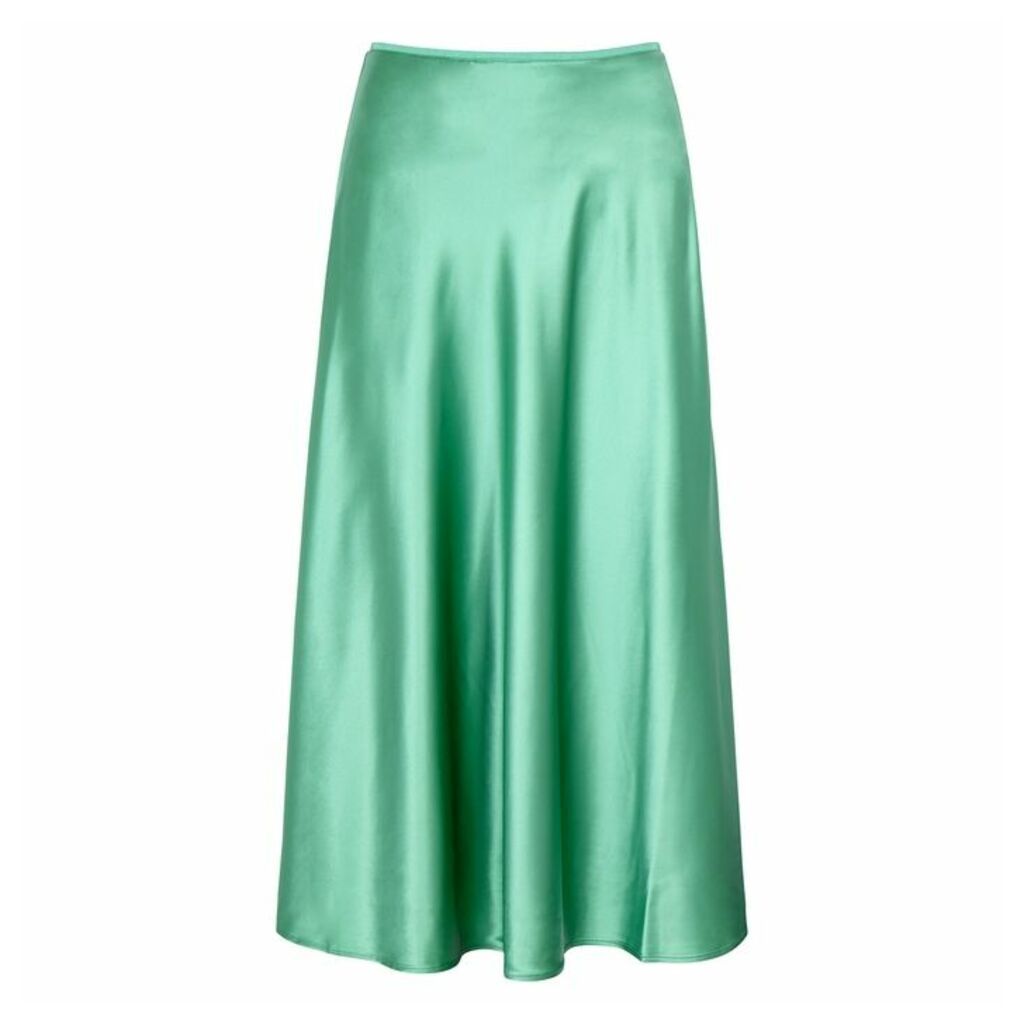 Samsøe & Samsøe Alsop Green Satin Midi Skirt