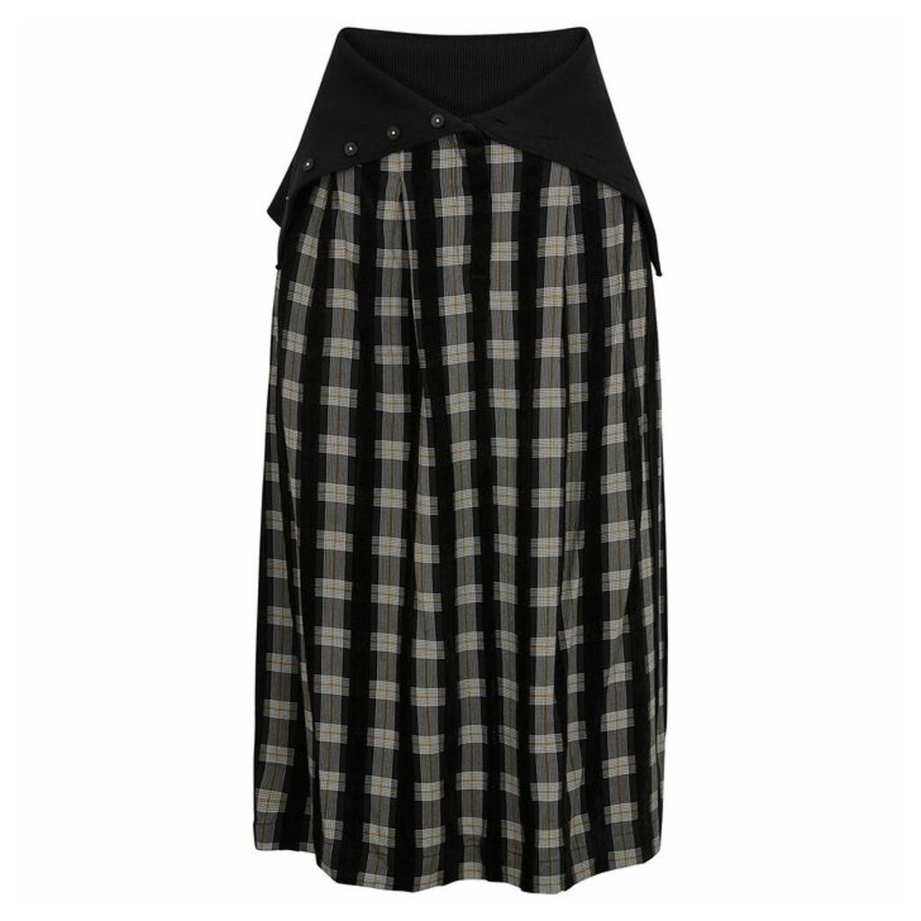 Crea Concept Black Checked Midi Skirt